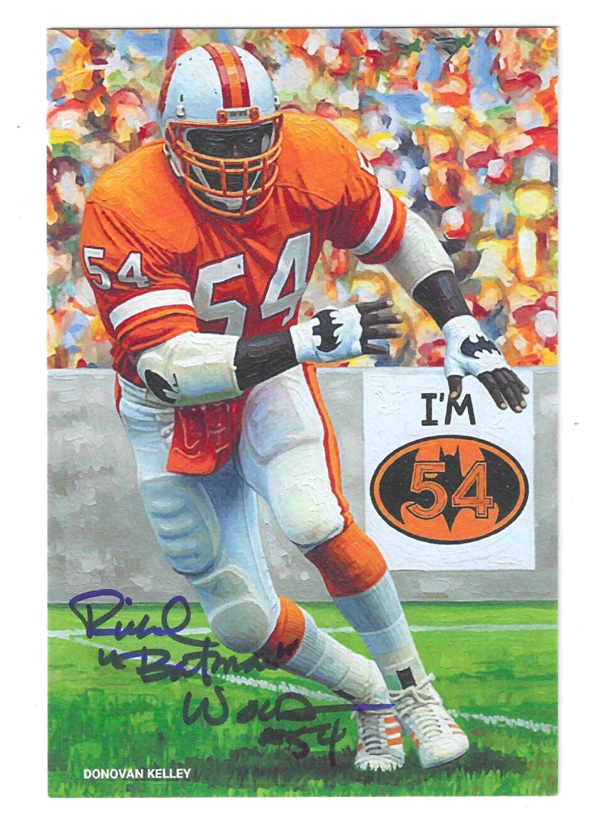 Signed RICHARD WOOD Tampa Bay Buccaneers Custom 4x6 Art card w/COA