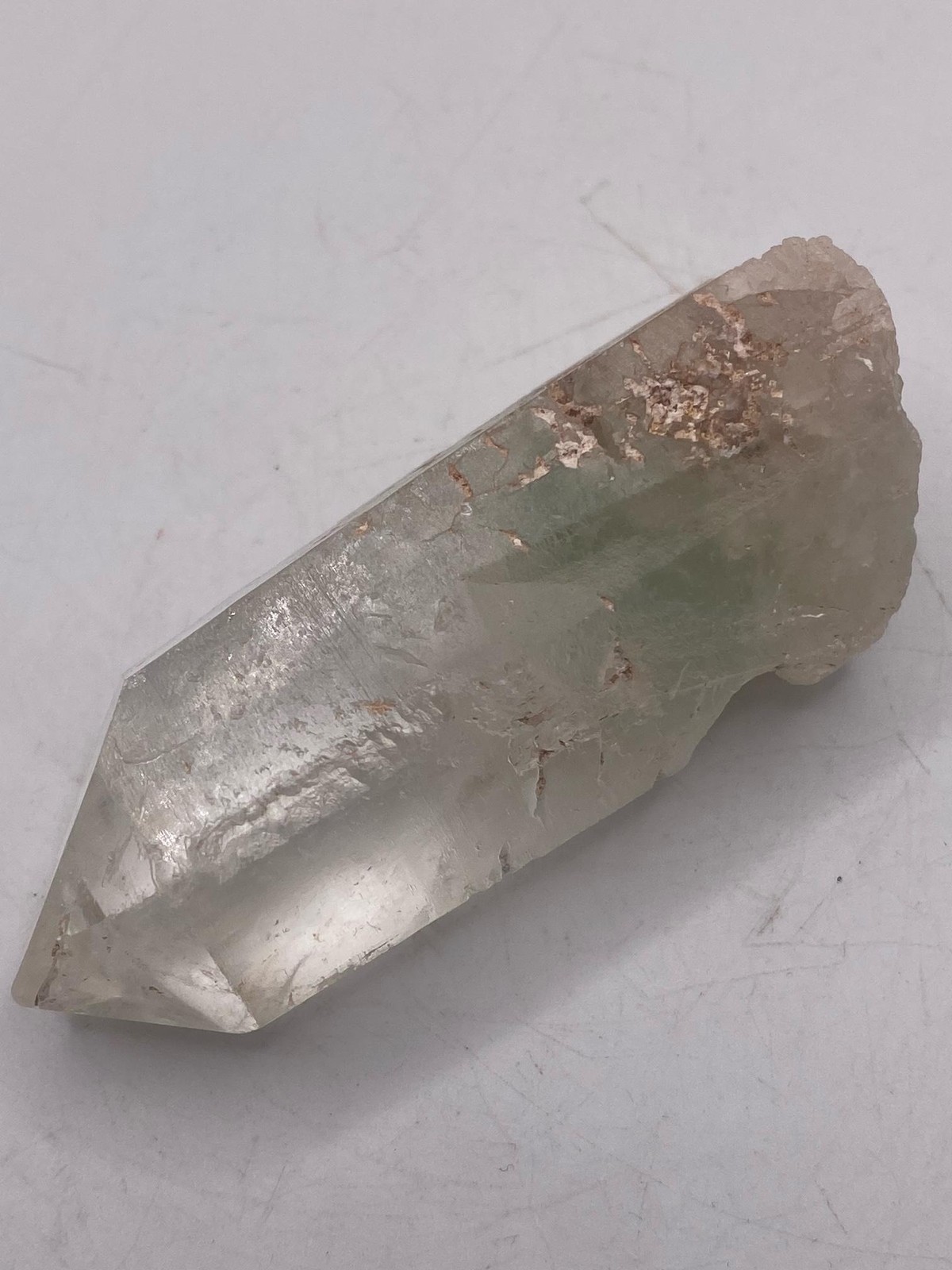 Clear and green chlorite included Quartz point