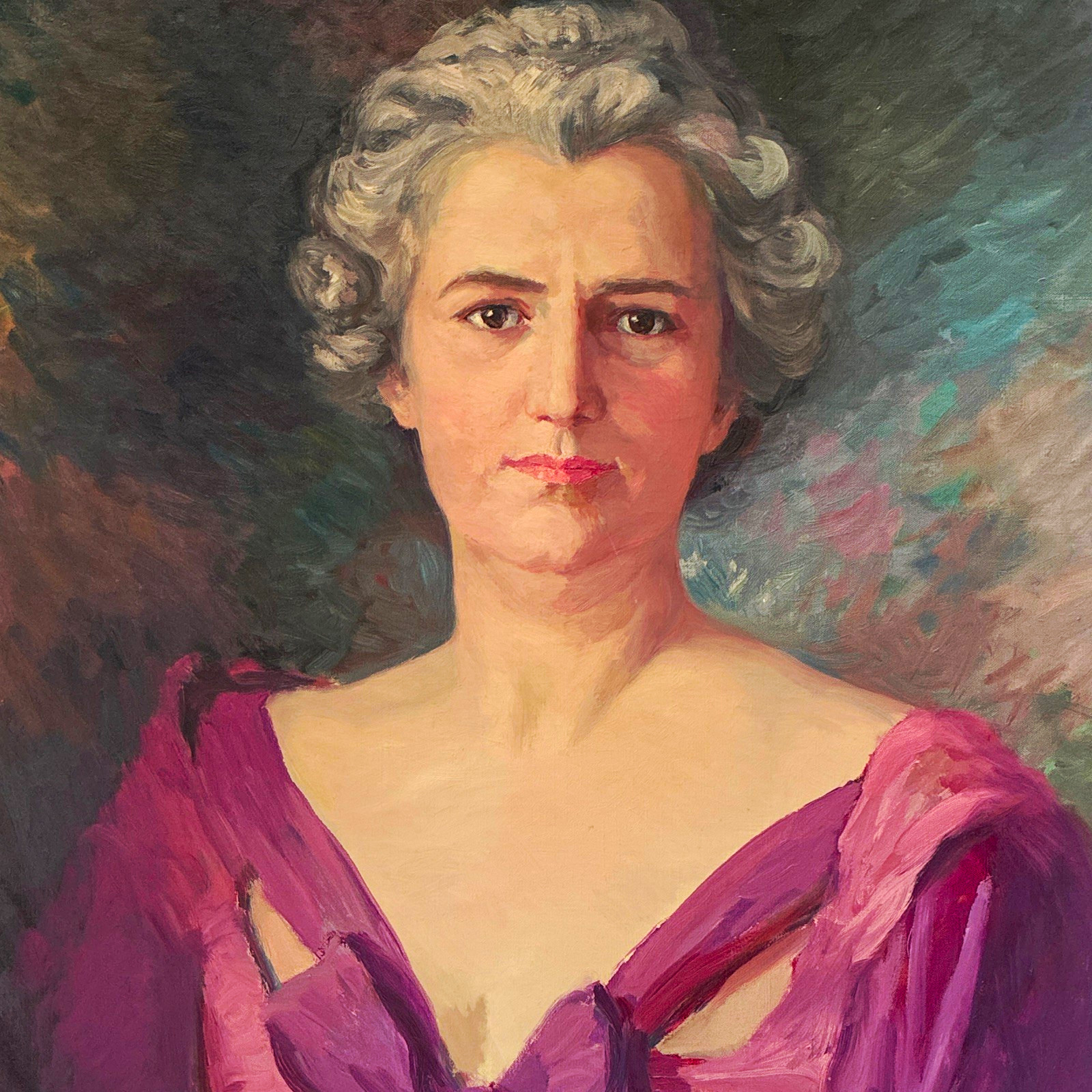 1940s Original Oil Painting Portrait Woman Signed M. Stokvs / Stokvis 1943 Art