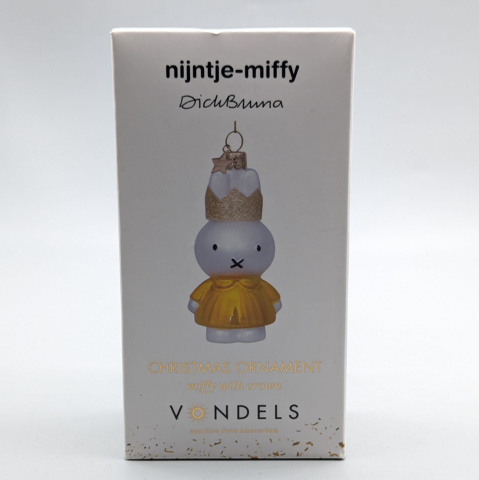 New Vondels Nijntje Miffy with Crown Blown Glass Christmas Ornament Sealed