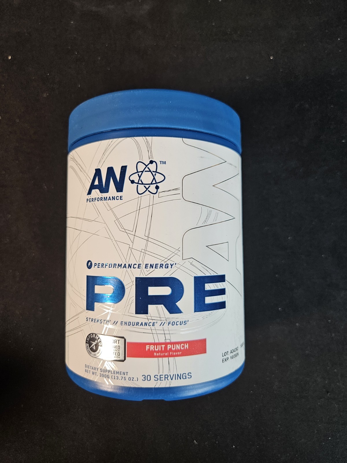 AN Performance PRE Pre Workout Fruit Punch 30 Servings 390g EXP 10/2026