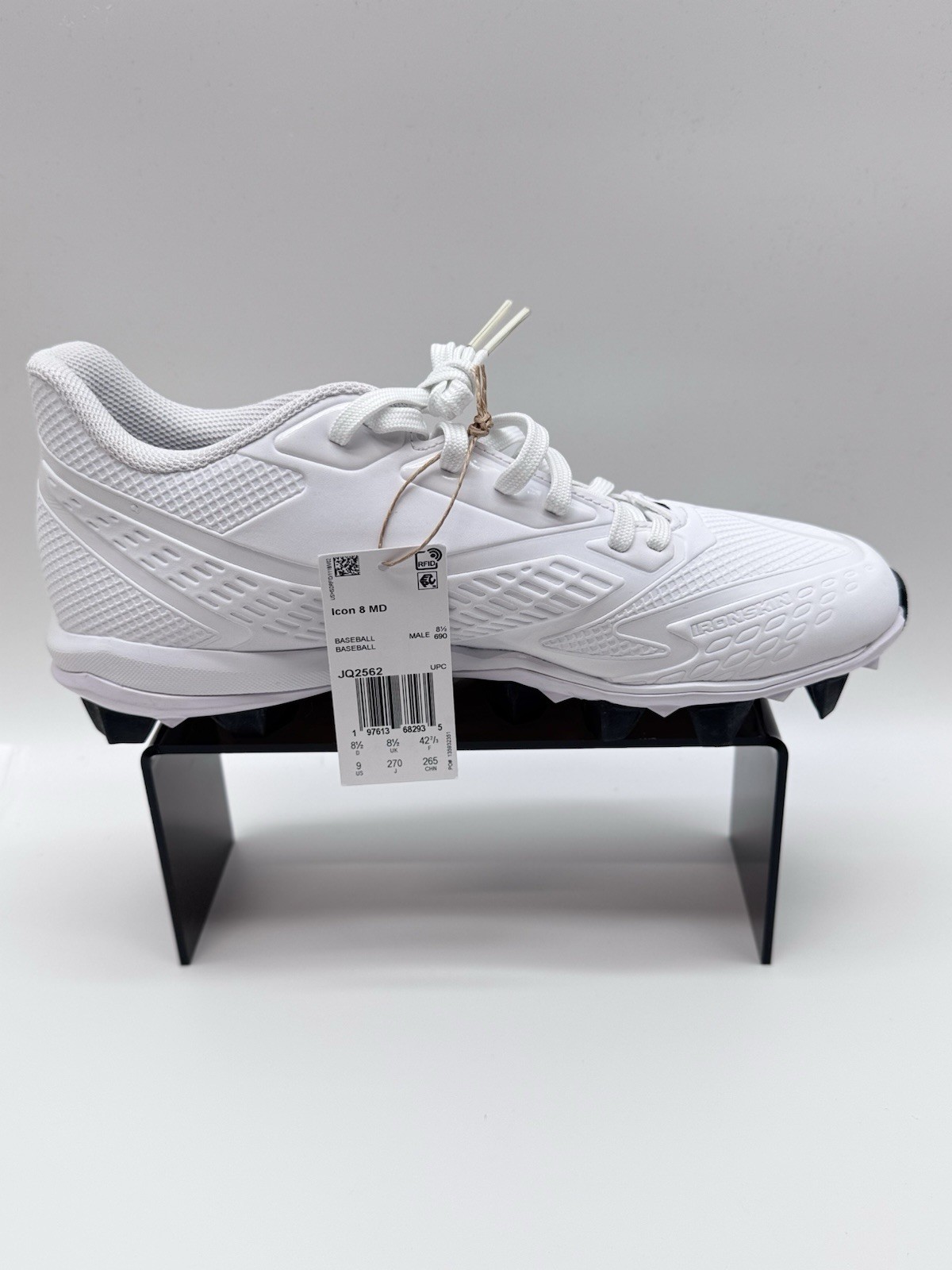 Adidas Icon 8 MD Mens 9US Baseball Cleats Ironskin, White/Black Adidas Icon 8 MD Mens 9US Baseball Cleats Ironskin, White/Black