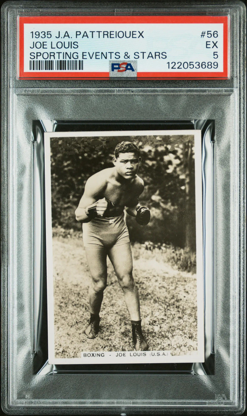 Joe Louis 1935 J.A. Pattreiouex Sporting Events & Stars ROOKIE #56 PSA 5 Joe Louis 1935 J.A. Pattreiouex Sporting Events & Stars ROOKIE #56 PSA 5