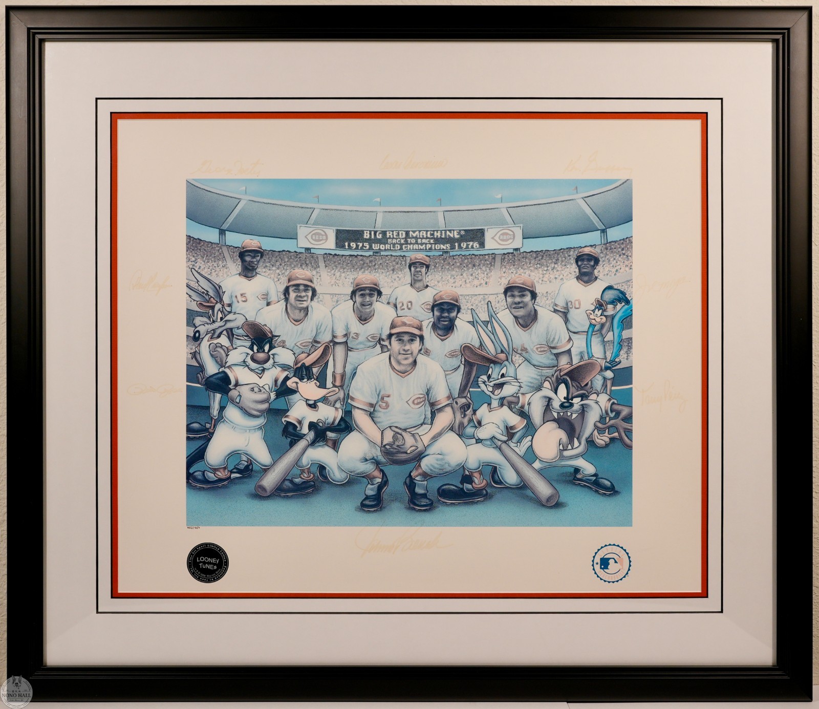 Vintage Cincinnati Reds Signed Looney Tunes Lithograph \