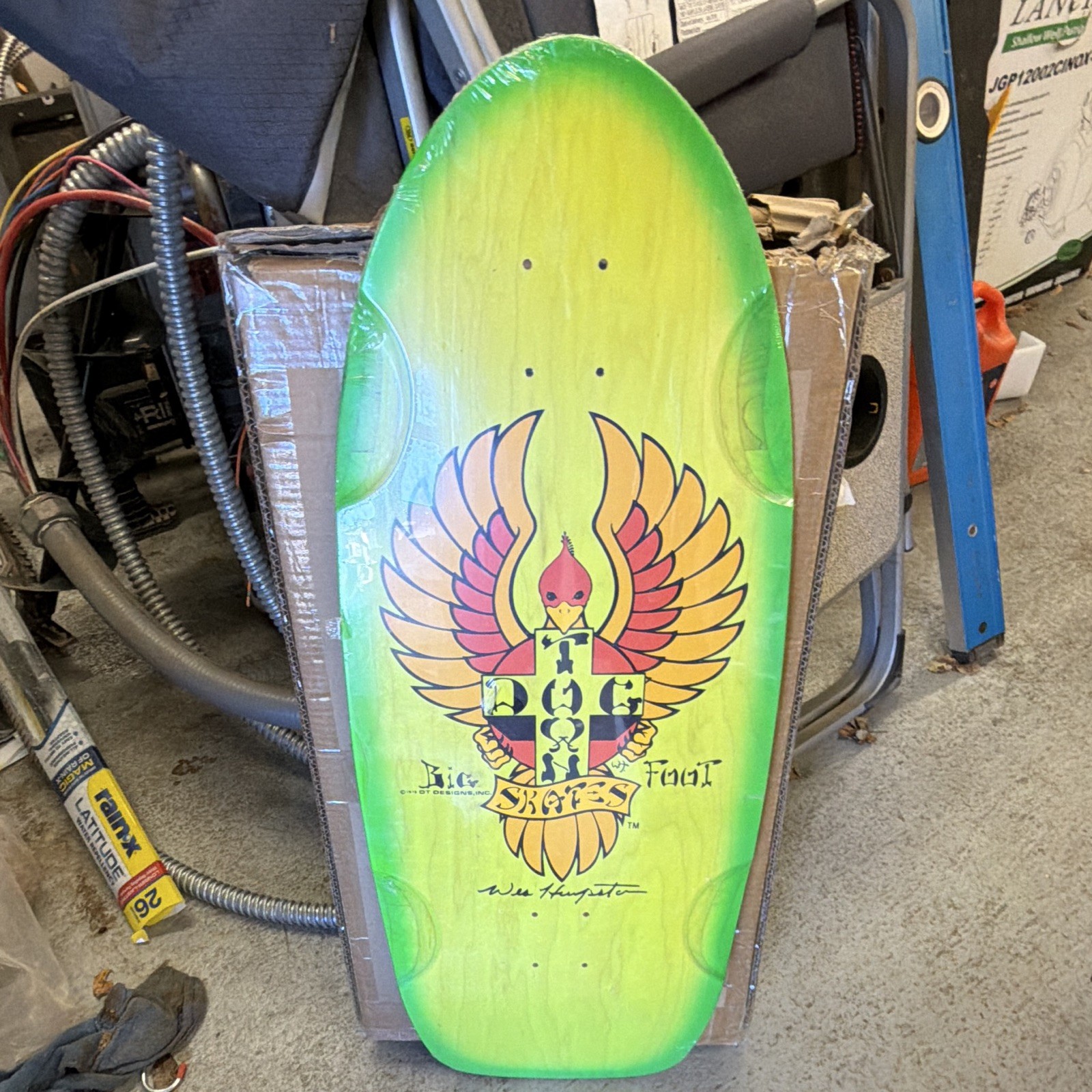 T&C Surf Skates Big Foot Wes Humpston Graphic Skateboard Deck Green/Yellow