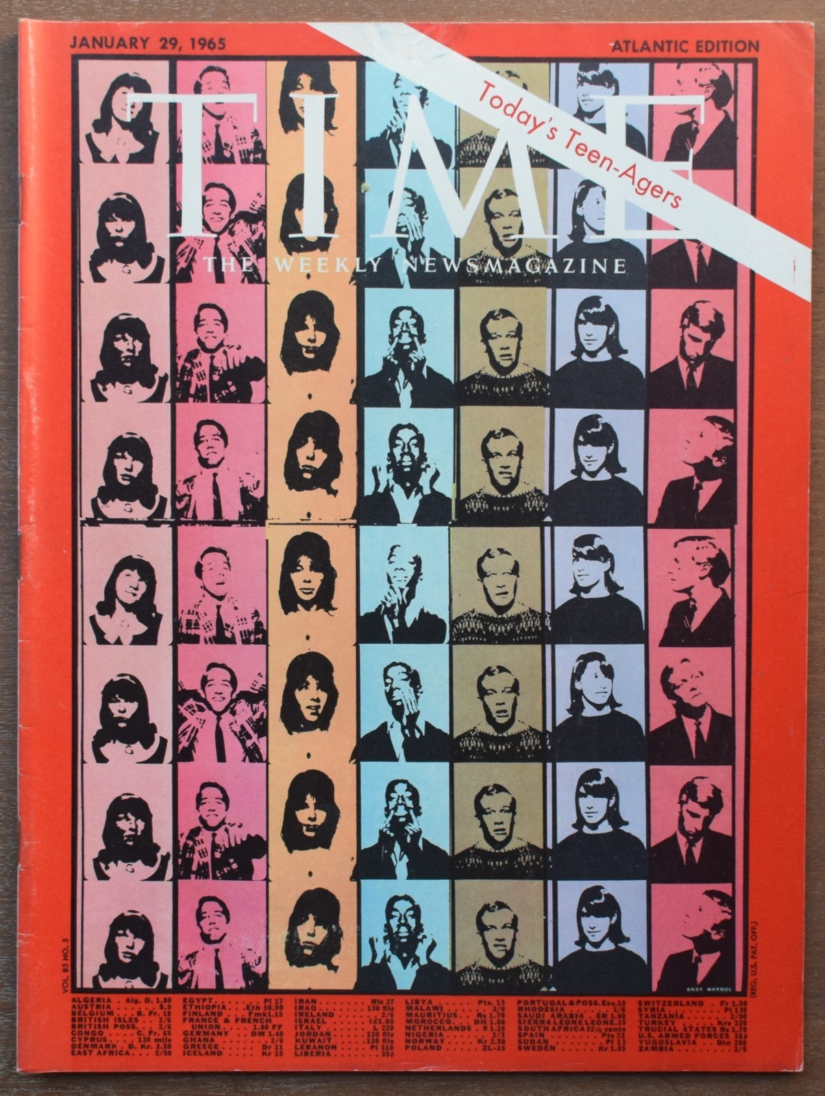 Time Magazine January 29, 1965 Today\'s Teen-Agers-Andy Warhol\'s cover