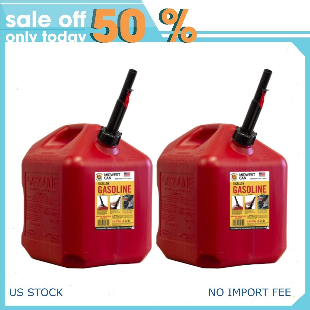 2p Midwest Can Company, 5 Gallon Capacity Gas Can with Flame Mitigation Device