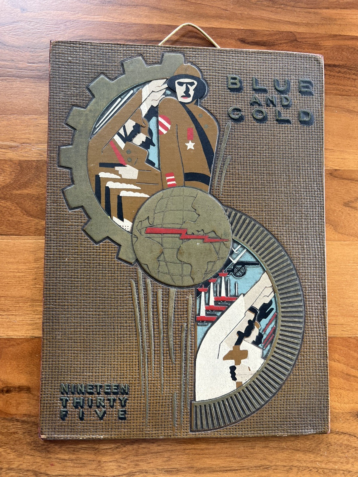 1935 Art Deco Berkeley California Year Book COVER Industrial Military Ephemera 