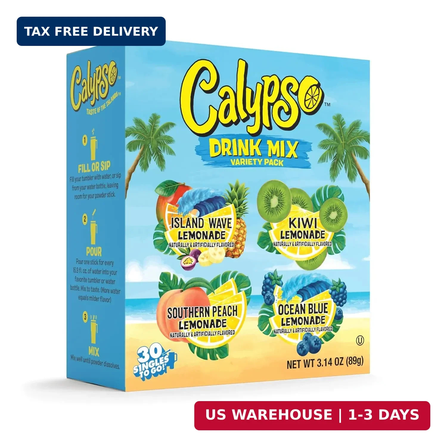 Calypso Singles To Go Drink Mix Variety Pack Lemonade Powder Enhancer 30 Count Calypso Singles To Go Drink Mix Variety Pack Lemonade Powder Enhancer 30 Count