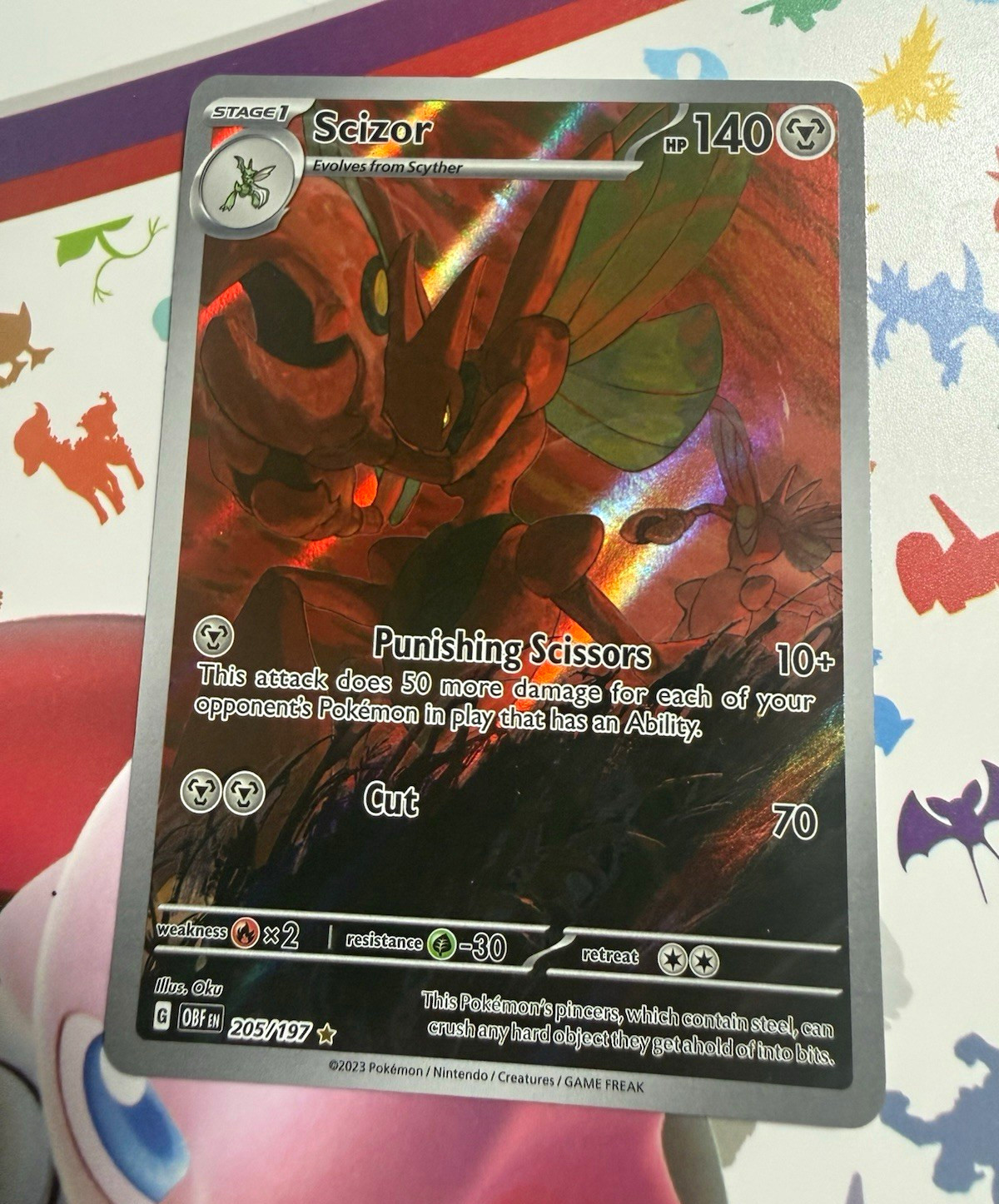 The Pokémon Company Scizor 205/197 SV03 Obsidian Flames IR Holo ENG 140 HP The Pokémon Company Scizor 205/197 SV03 Obsidian Flames IR Holo ENG 140 HP
