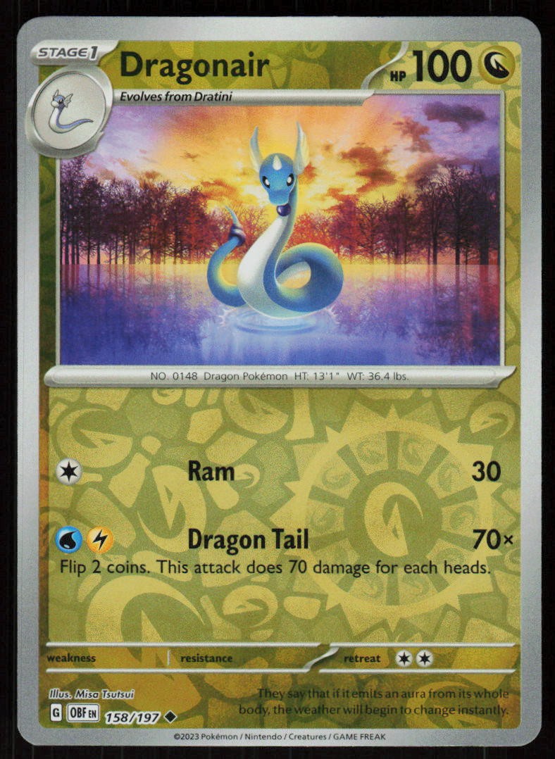 Dragonair 158/197 Uncommon Obsidian Flames Pokemon Reverse Holo Near Mint