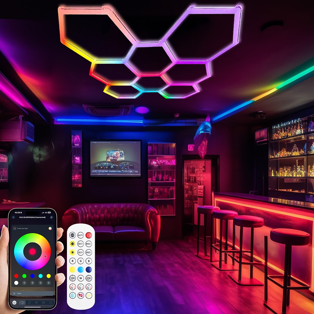 Dimmable 8x Hexagon Garage Lights DIY RGB Hexagon Led Ceiling Light Honeycomb Dimmable 8x Hexagon Garage Lights DIY RGB Hexagon Led Ceiling Light Honeycomb