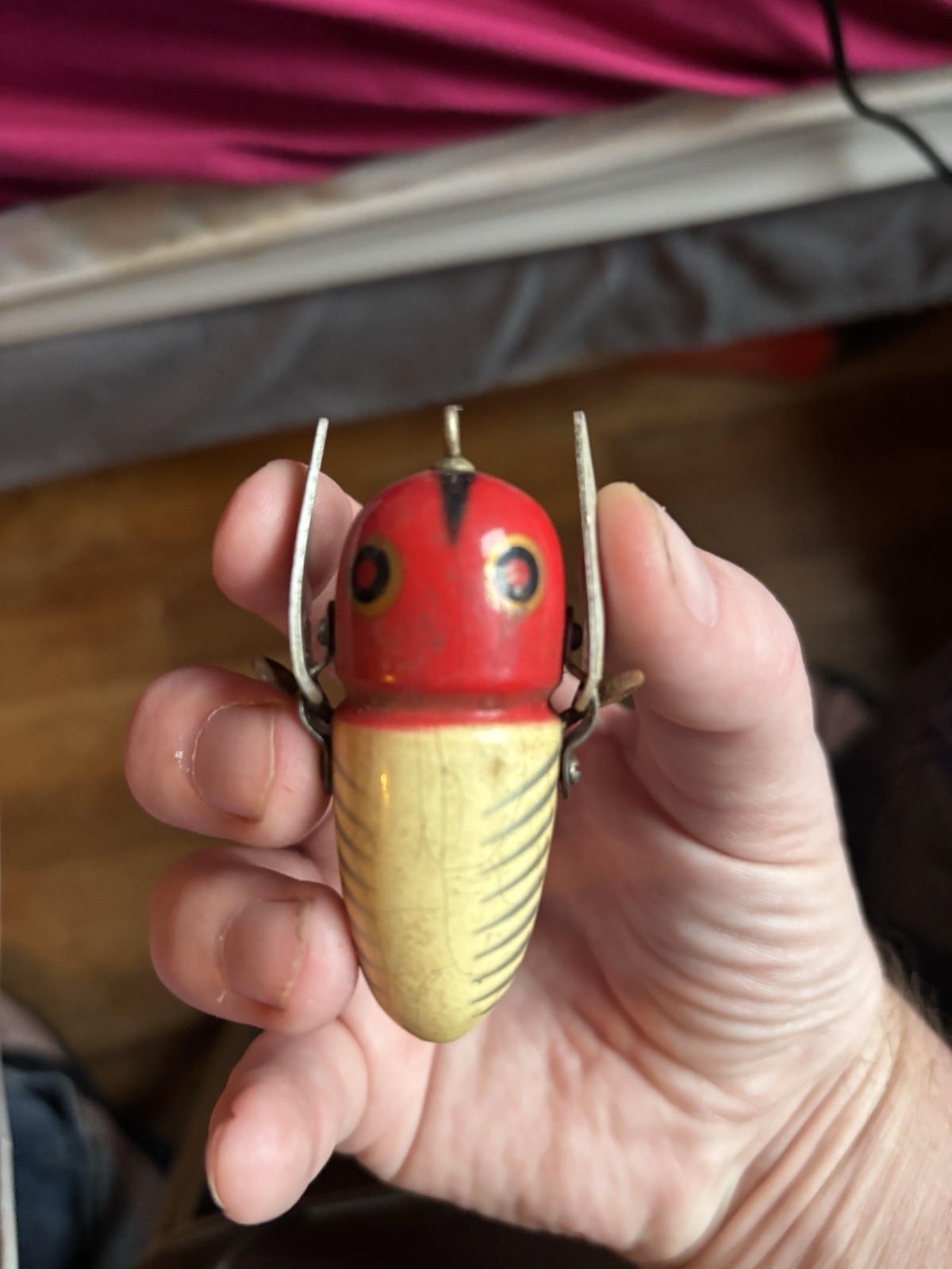 Vintage Heddon Crazy Crawler Yellow Red Head Topwater Fishing Lure Vintage Heddon Crazy Crawler Yellow Red Head Topwater Fishing Lure