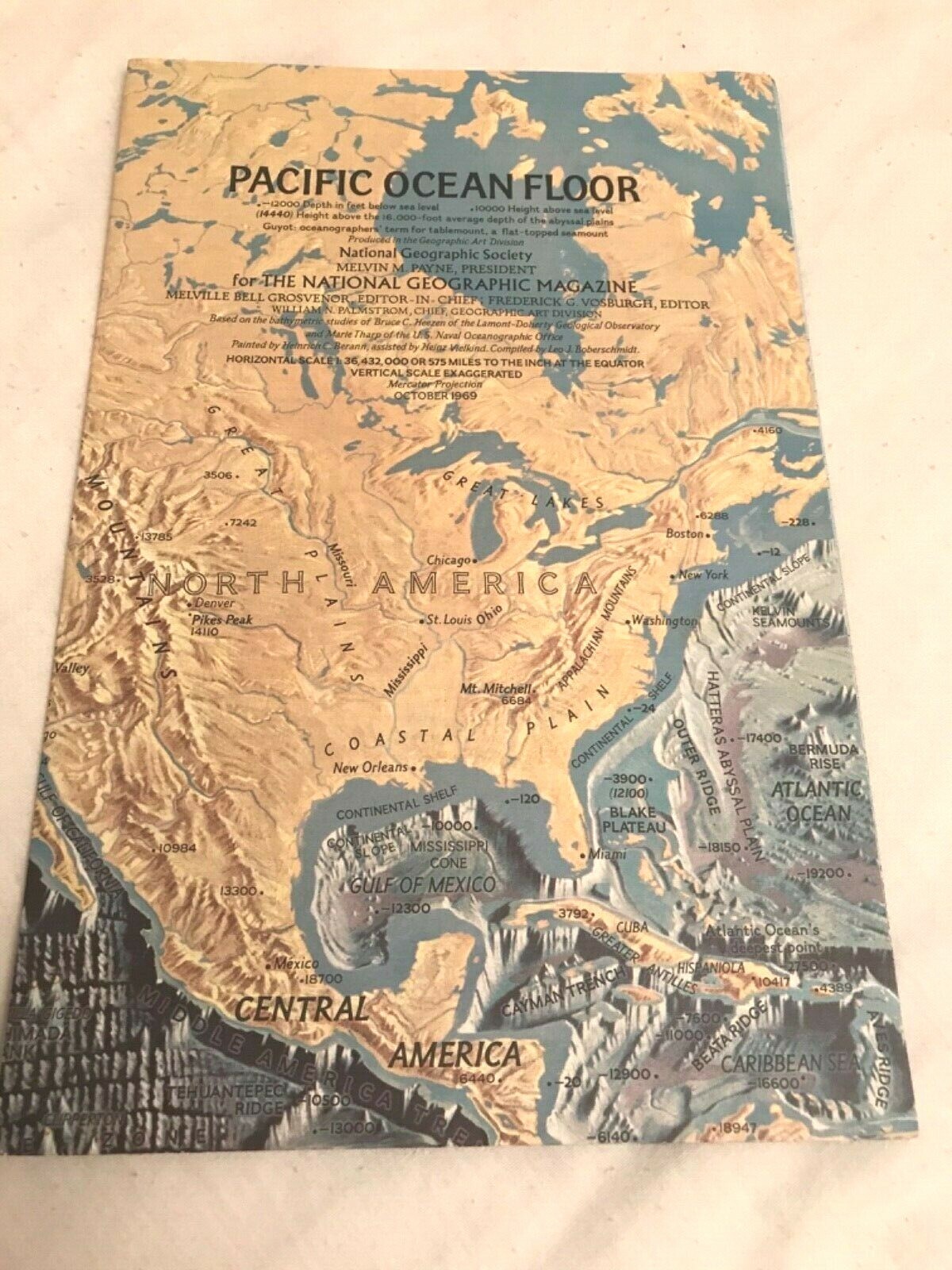 National Geographic October 1969 Map Pacific Ocean + Pacific Ocean Floor Vintage