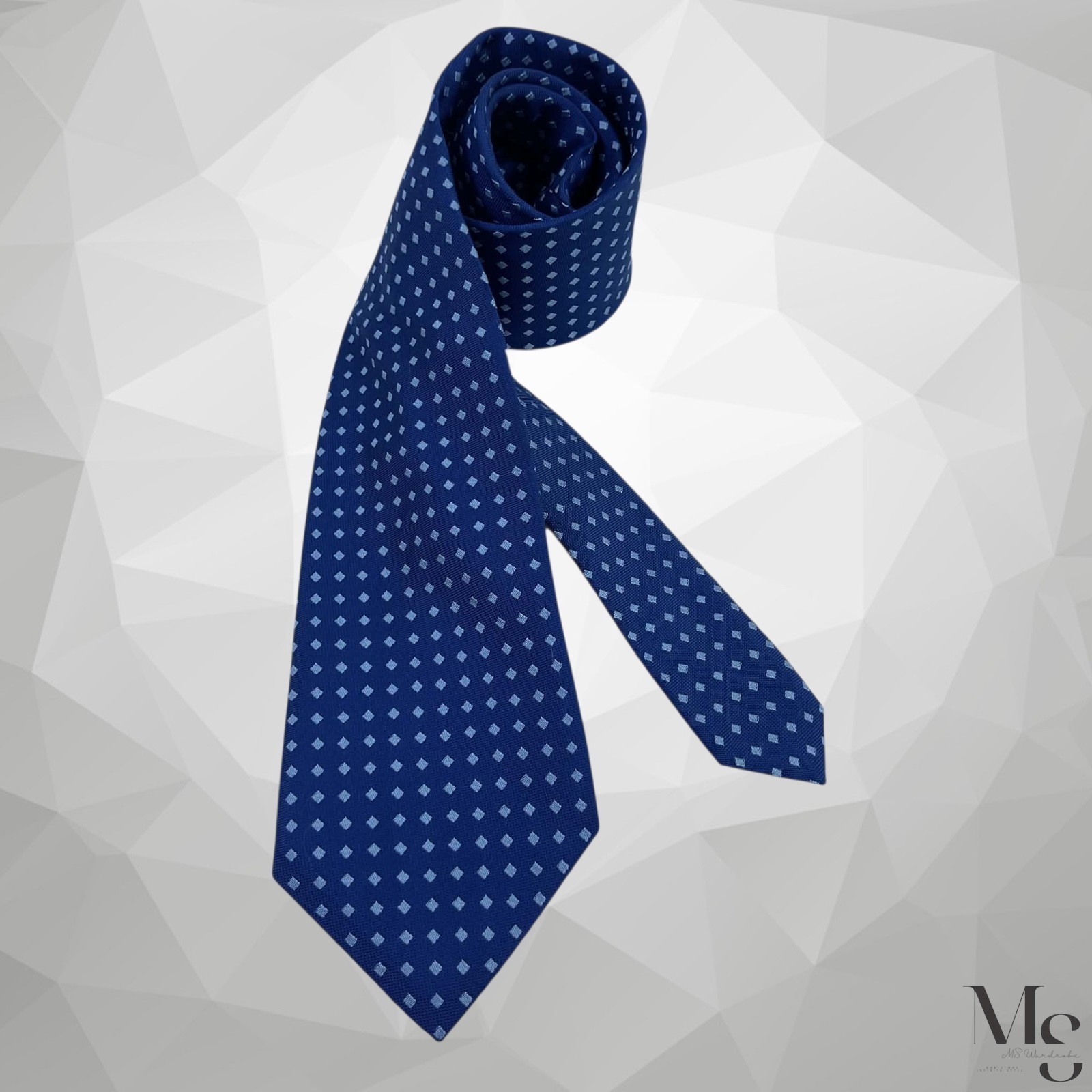 Drake’s for Barneys New York Blue Square Dot Silk Tie Hand Made in England EUC