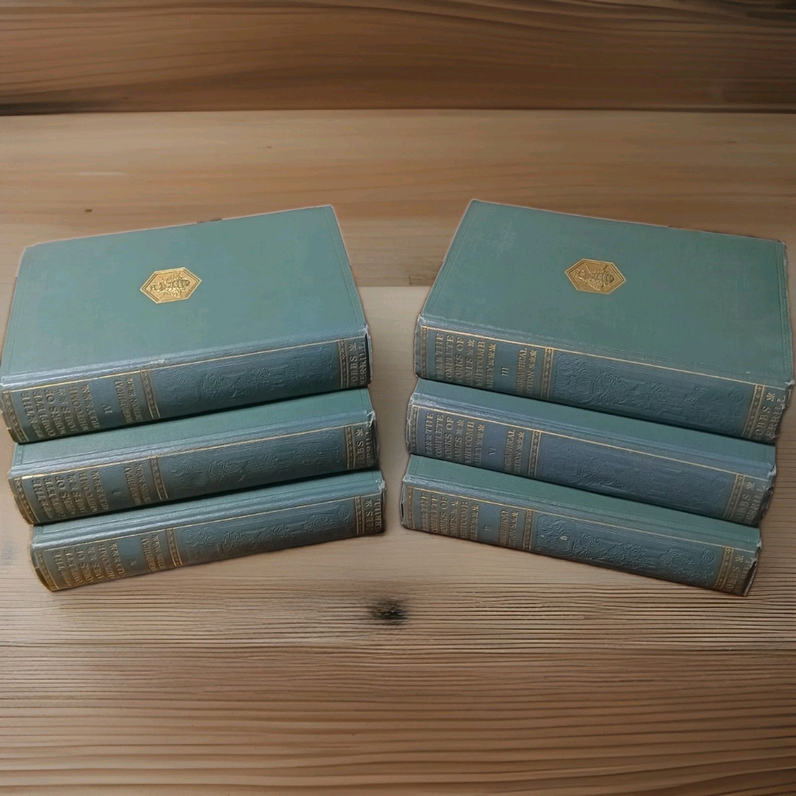Antique 1913 James Whitcomb Riley Complete Works 6 Vol Set 1st Ed Gilt Honeybee