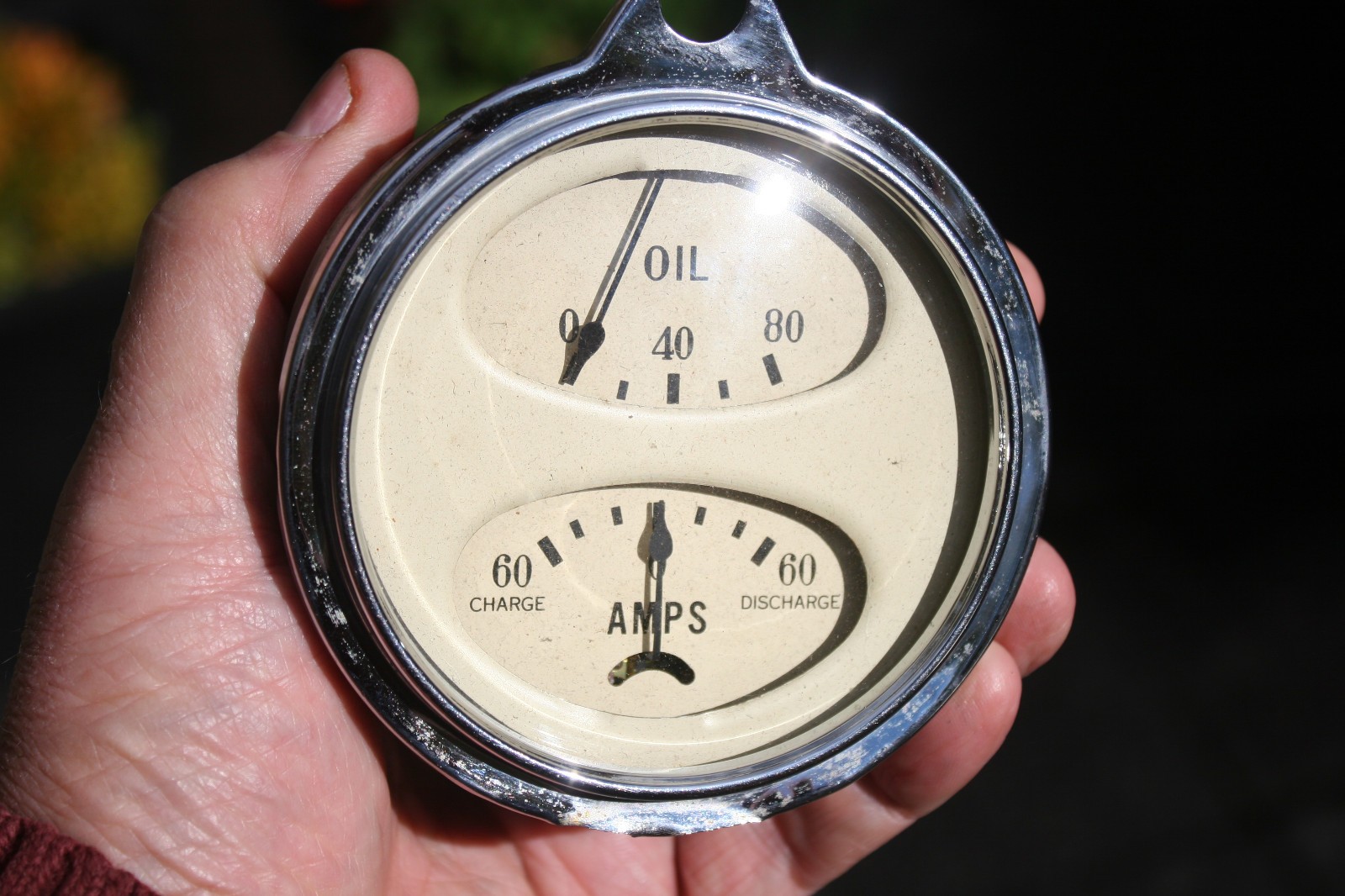 59 1959 Brockway Truck Stewart Warner Oil Pressure & Amp Gauge Cluster Duplex
