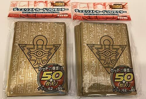 (50)YUGIOH Small Sized Millenium Puzzle Card Sleeves Golden 63X90mm