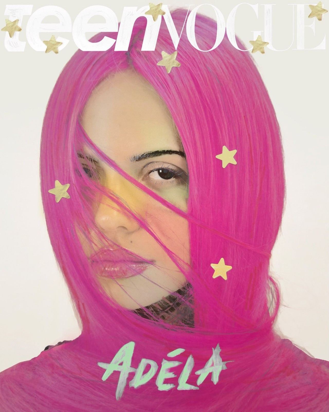 Teen Vogue Adela Pink Hair Fashion Art Poster