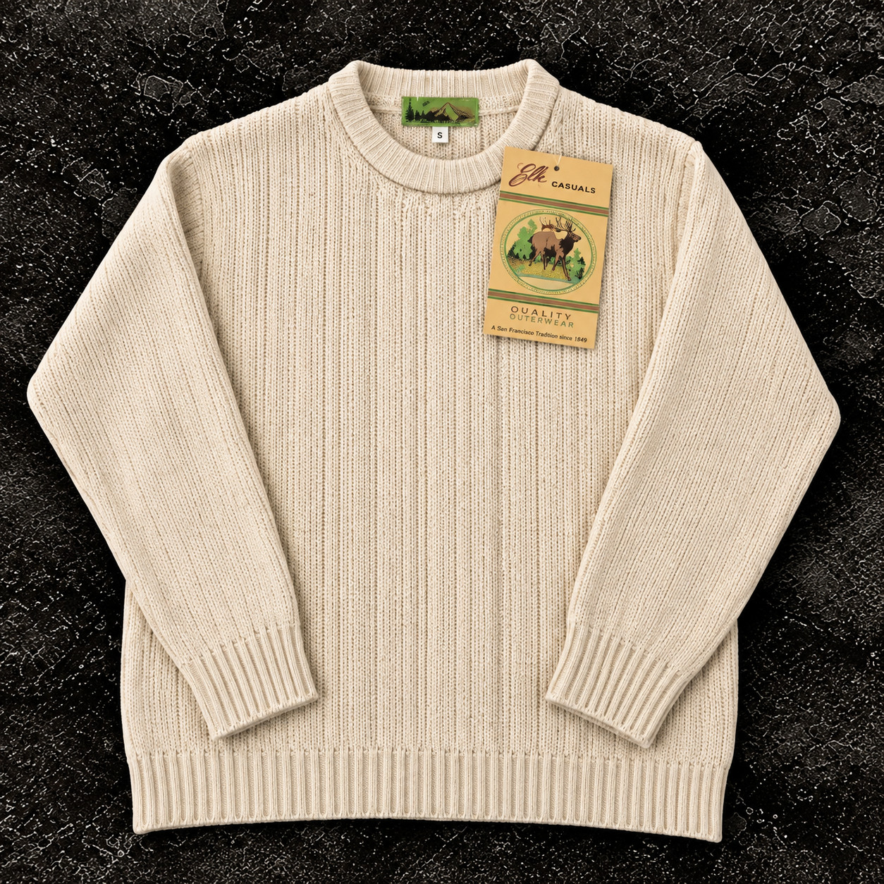 Vintage Elk Casuals Cable Knit Sweater Cream NWT Deadstock San Francisco Vintage Elk Casuals Cable Knit Sweater Cream NWT Deadstock San Francisco