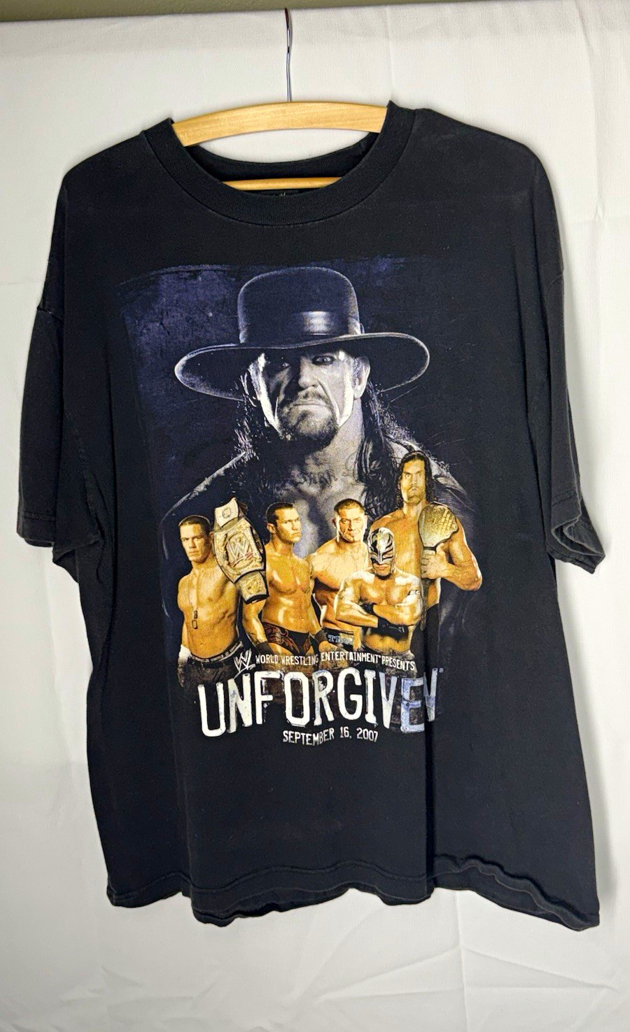 🔥 VINTAGE 2007 WWE UNFORGIVEN PPV T-SHIRT - SIZE XL 🔥
