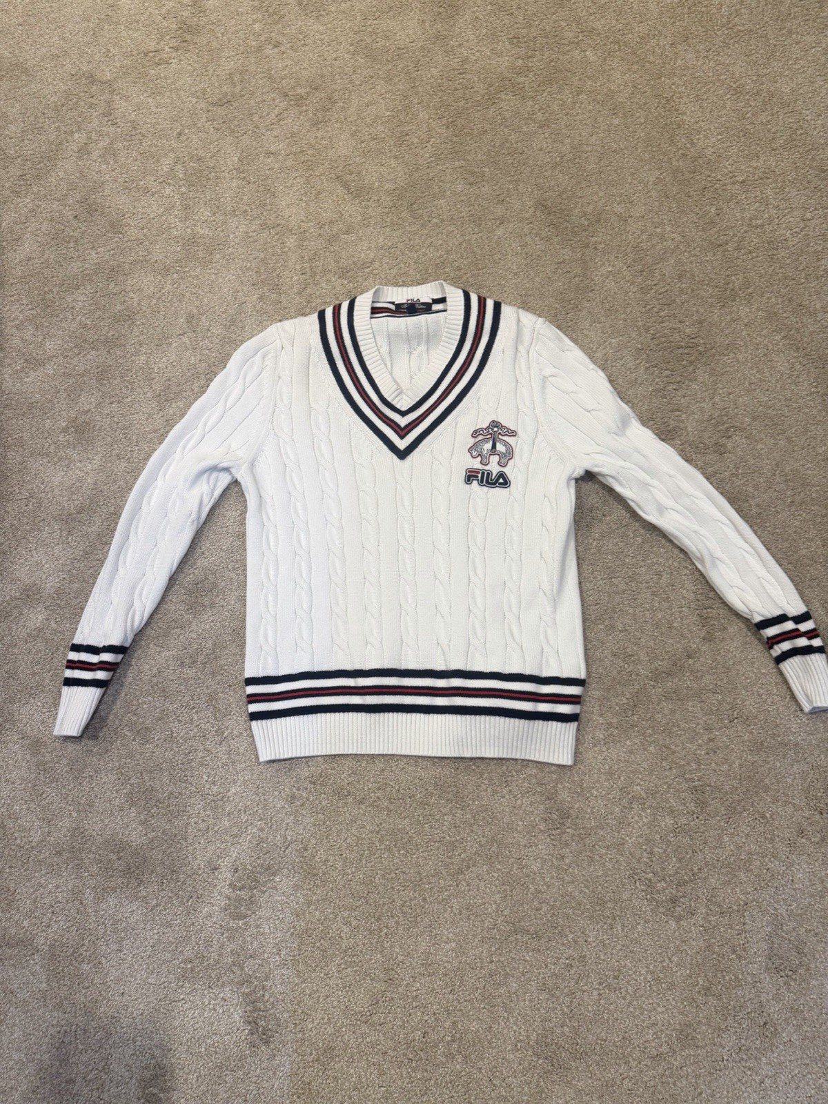 Brooks Brothers Fila Men’s White Tennis Sweater Size Medium