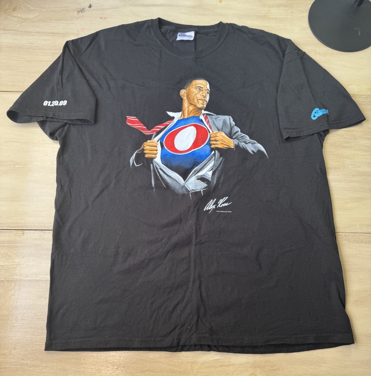 Vintage 2008 Barack Obama Superman Alex Ross Shirt XLarge Inauguration 01.20.09
