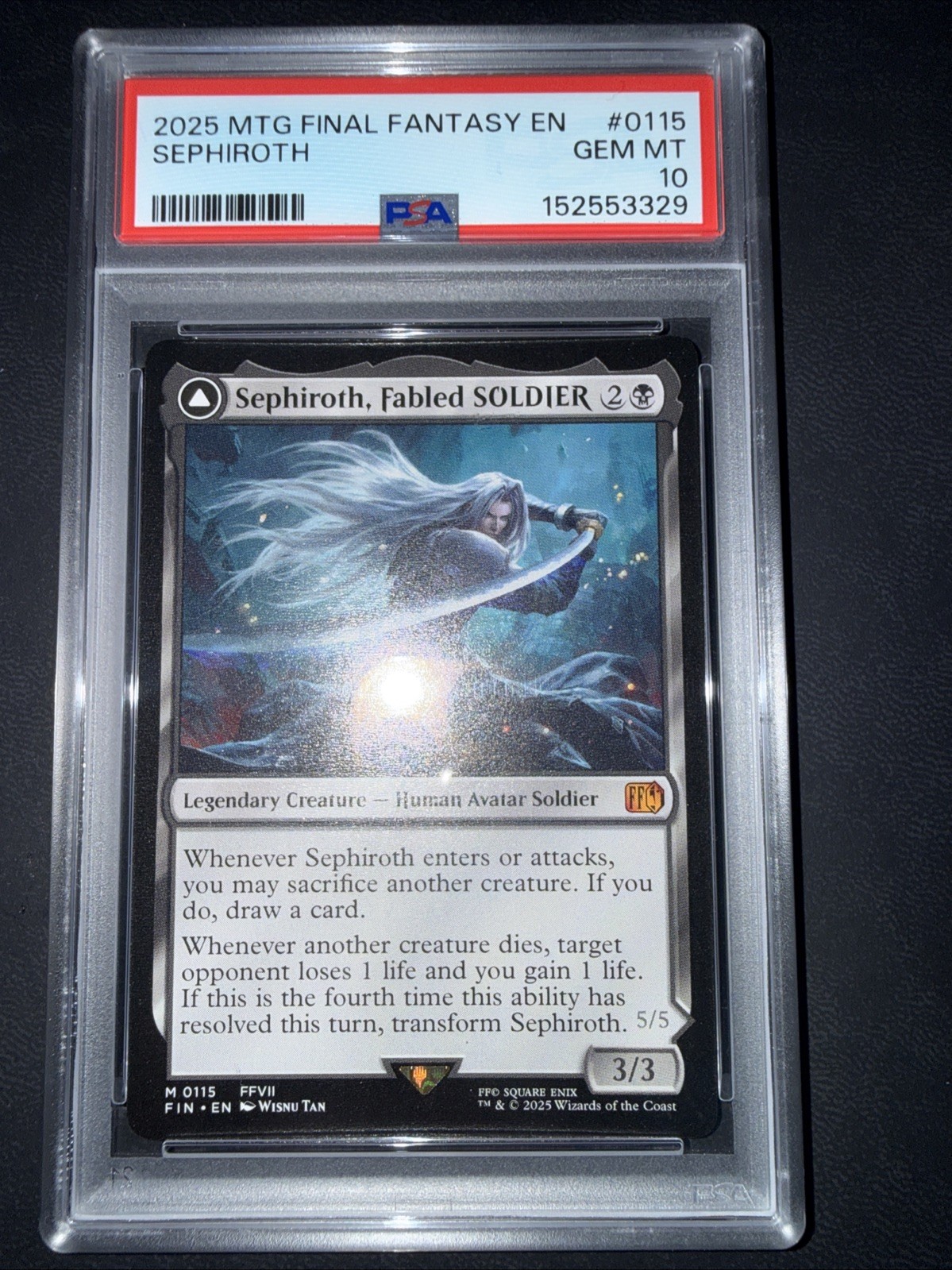 MTG FINAL FANTASY SEPHIROTH, FABLED SOLDIER/SEPHIROTH, ONE-WINGED ANGEL PSA 10 MTG FINAL FANTASY SEPHIROTH, FABLED SOLDIER/SEPHIROTH, ONE-WINGED ANGEL PSA 10