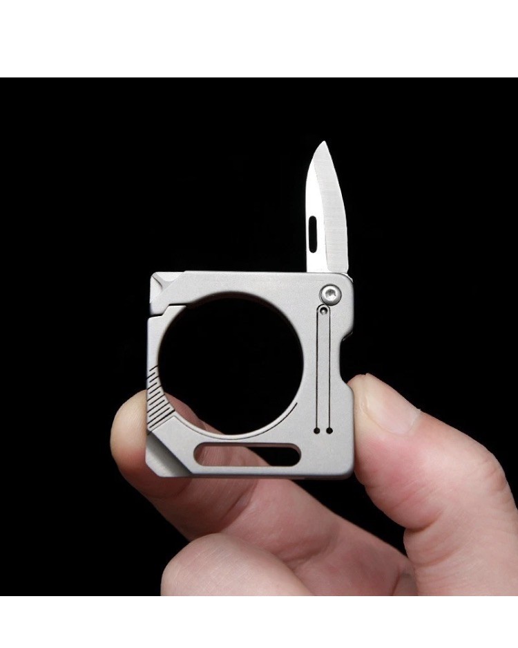 Titanium Alloy Keychain Carabiner Cutter Knife EDC Outdoor Travel Camping Tool