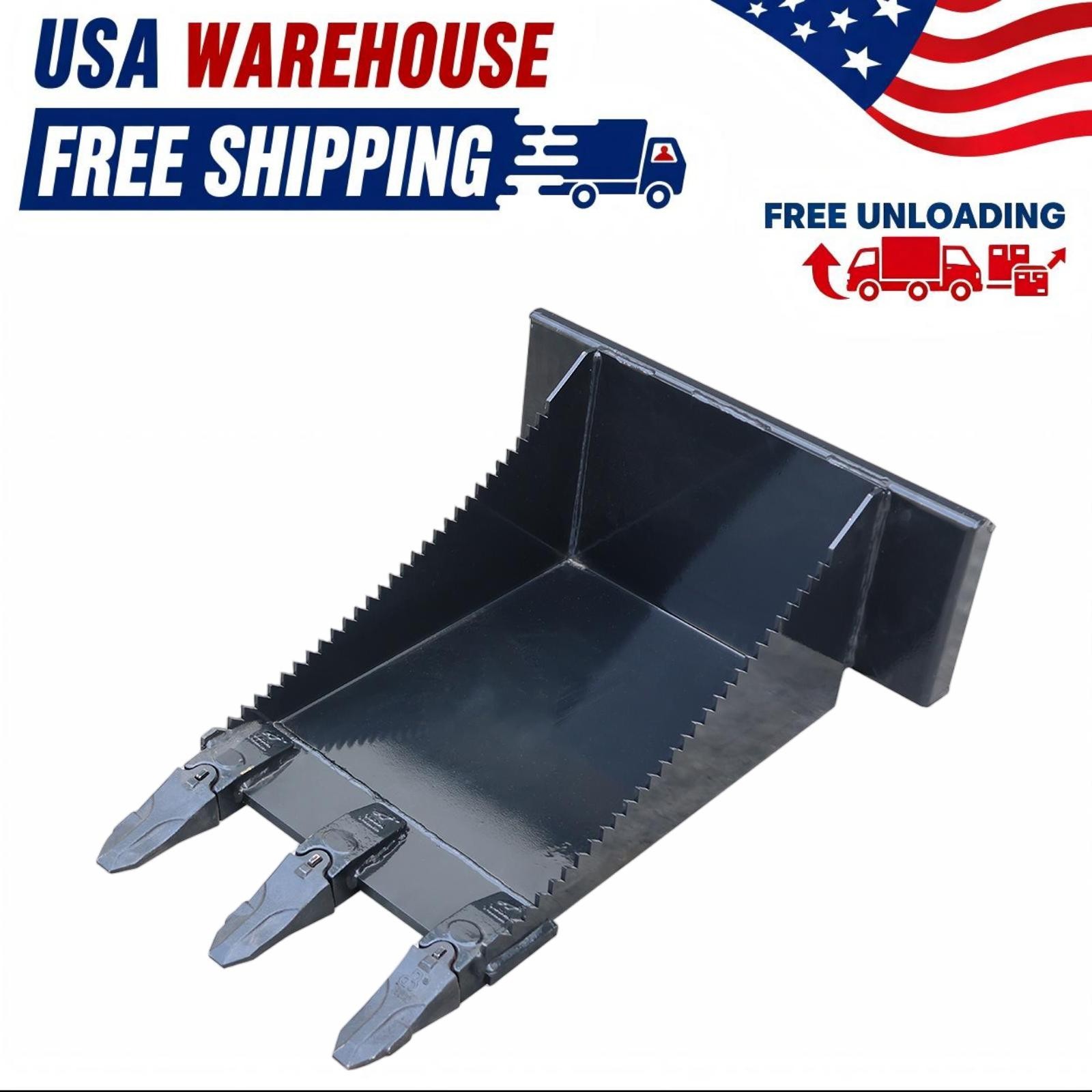 Mini Skid Steer Stump Bucket 3 Teeth Serrated Edge Tree Root Digger Attachment