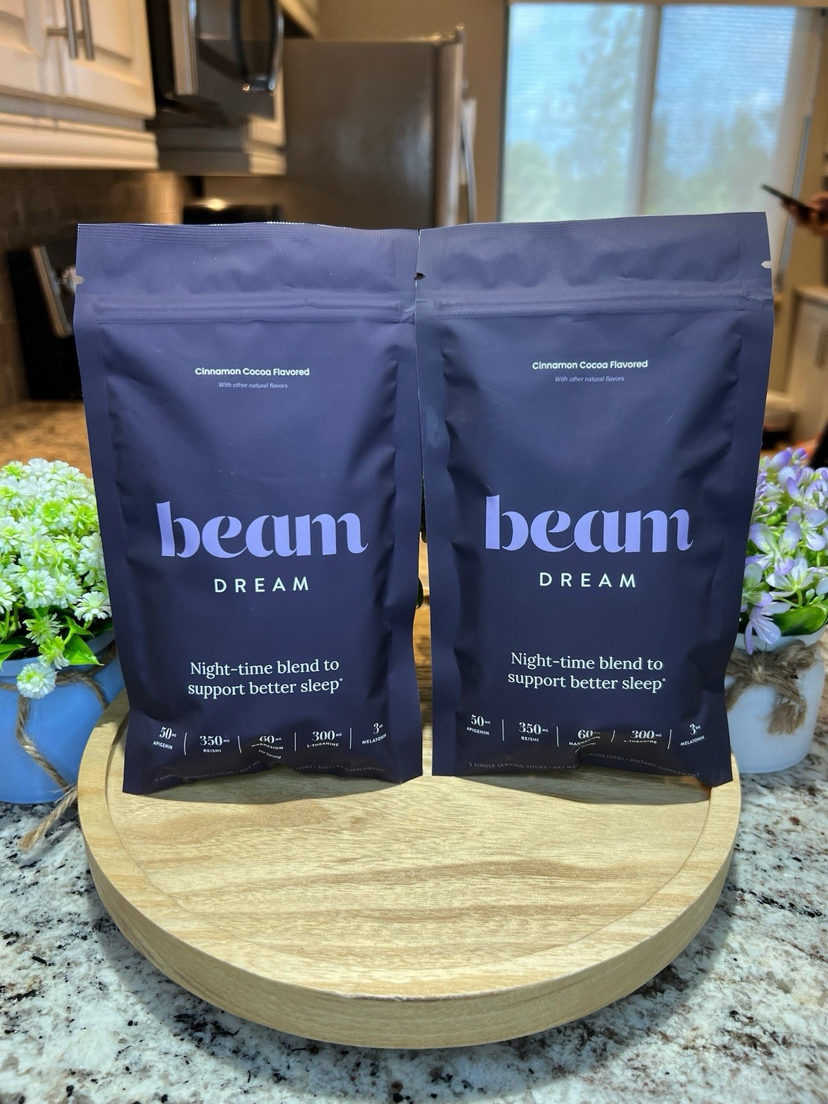 beam DREAM Night-Time Sleep Aid 3mg Powder w/ Melatonin, Reishi 2 Bags