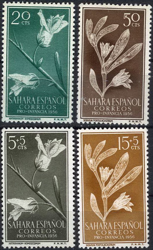 Spanish Sahara 1956 Flowers MH (SC# 78-79, B37-B38)