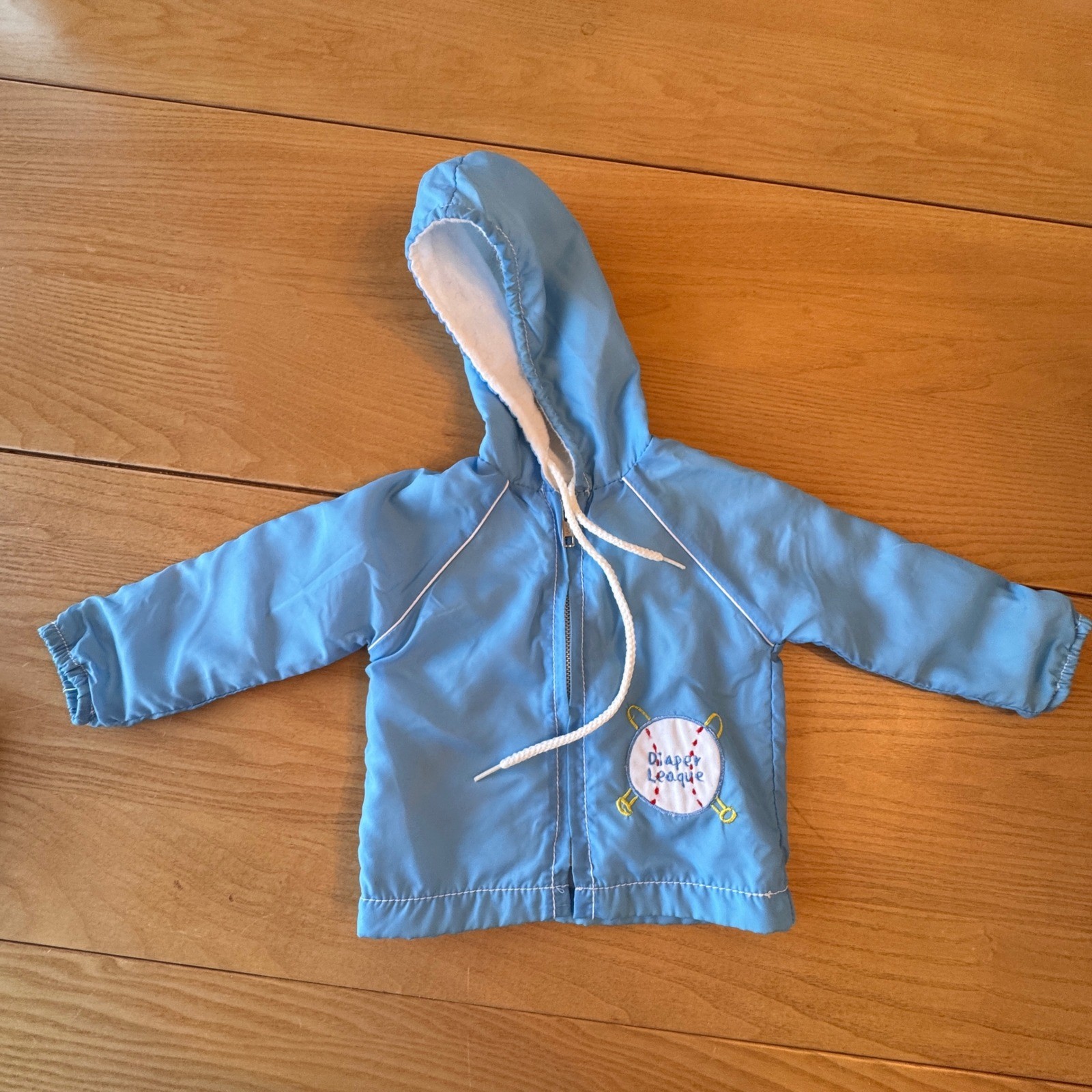 Vintage Tiny Tots Original Diaper League Windbreaker Hooded Jacket Baby 6 9M