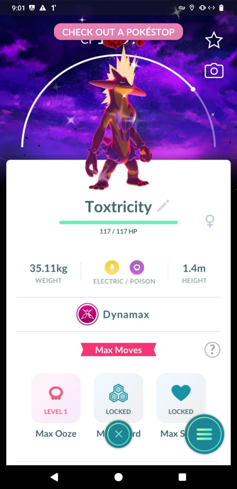 Shiny Dynamax Toxtricity Amped Form Dark Skies Background P T C 0r Trade