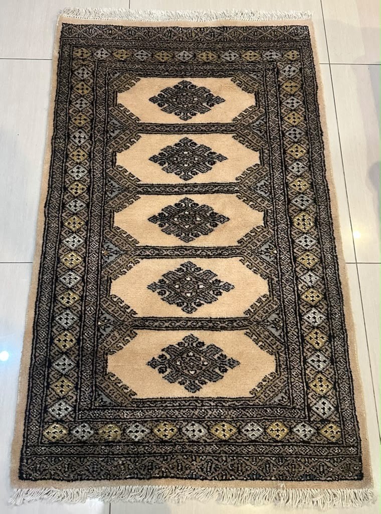 Vintage Hand-Knotted Tribal Rug 2-7x4-1 Traditional Oriental Wool Turkmen Carpet
