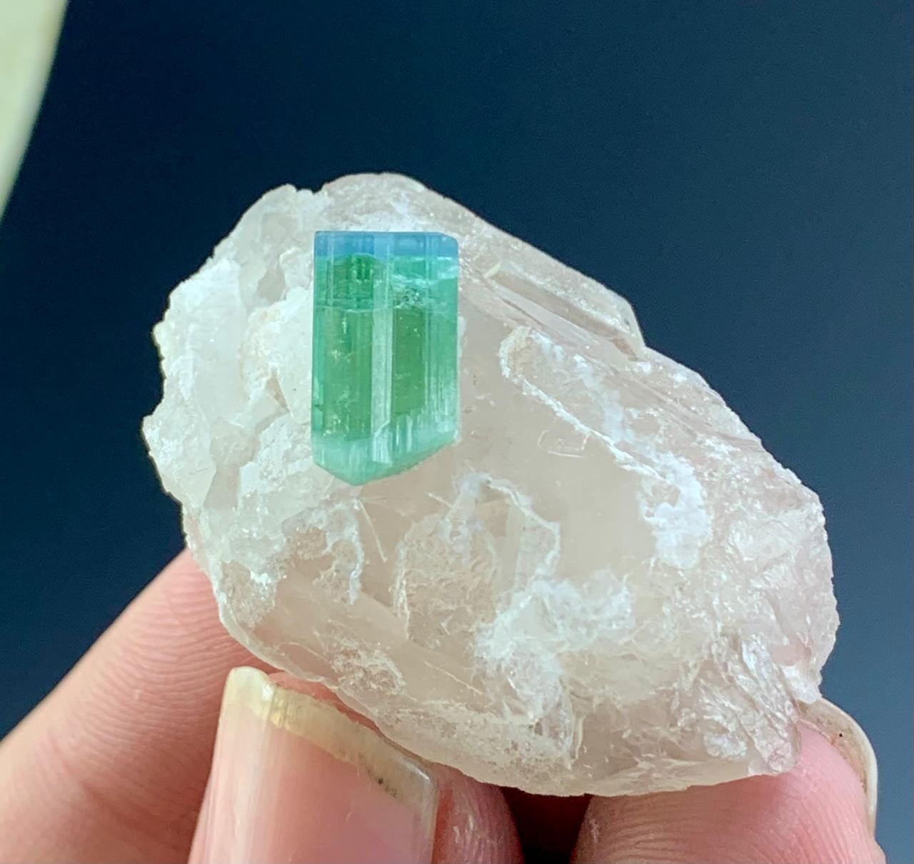60 Carats Paraiba Tourmaline crystal with quartz from afghanistan