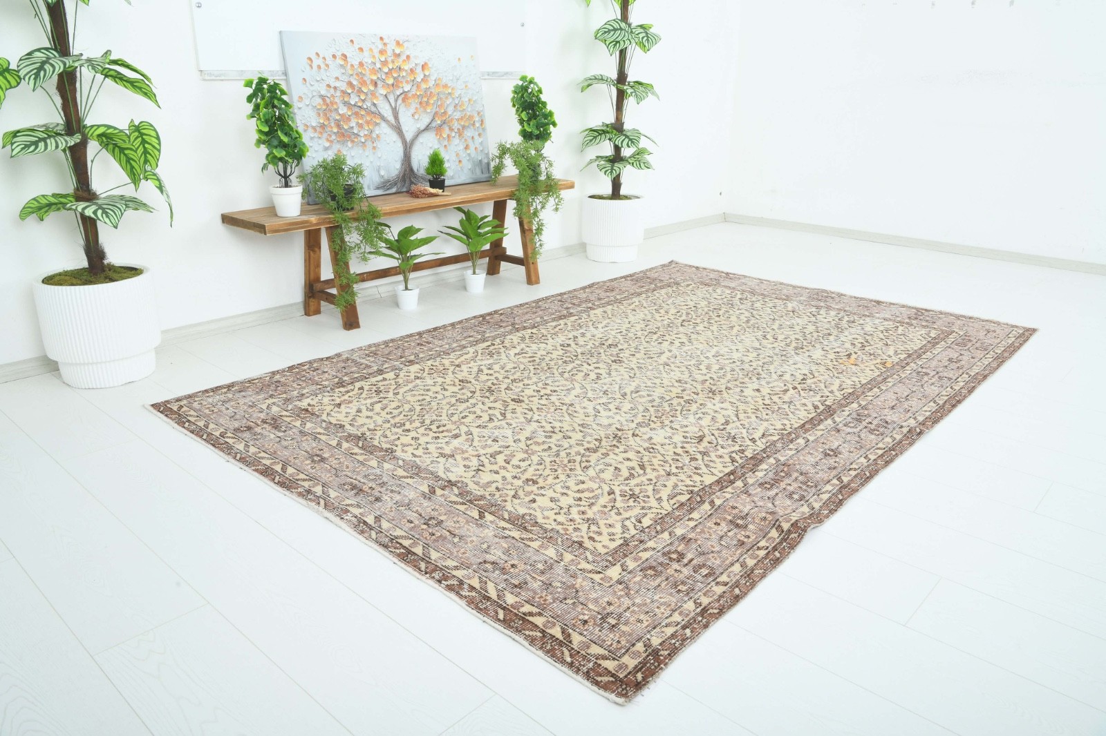 Turkish Area Rug 5x9 Hand-Knotted Vintage Narrow Oriental Carpet,587