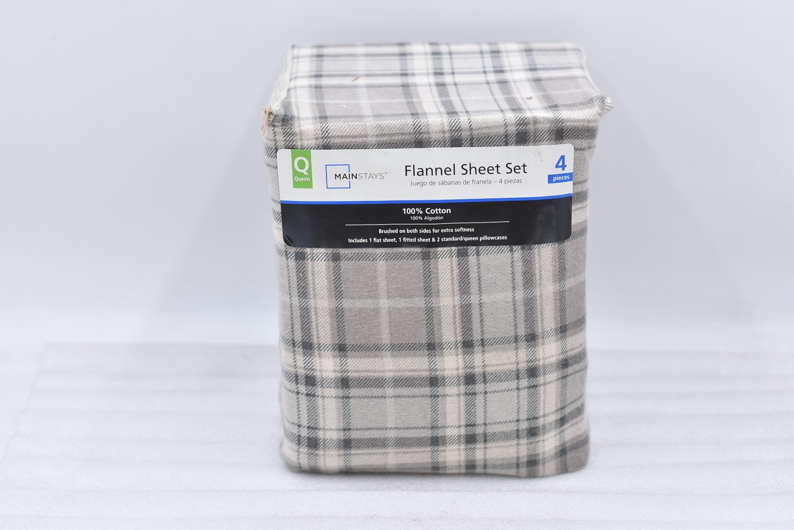 Mainstays 4 Piece Flannel Sheet Set in Brown Plaid, Queen Mainstays 4 Piece Flannel Sheet Set in Brown Plaid, Queen