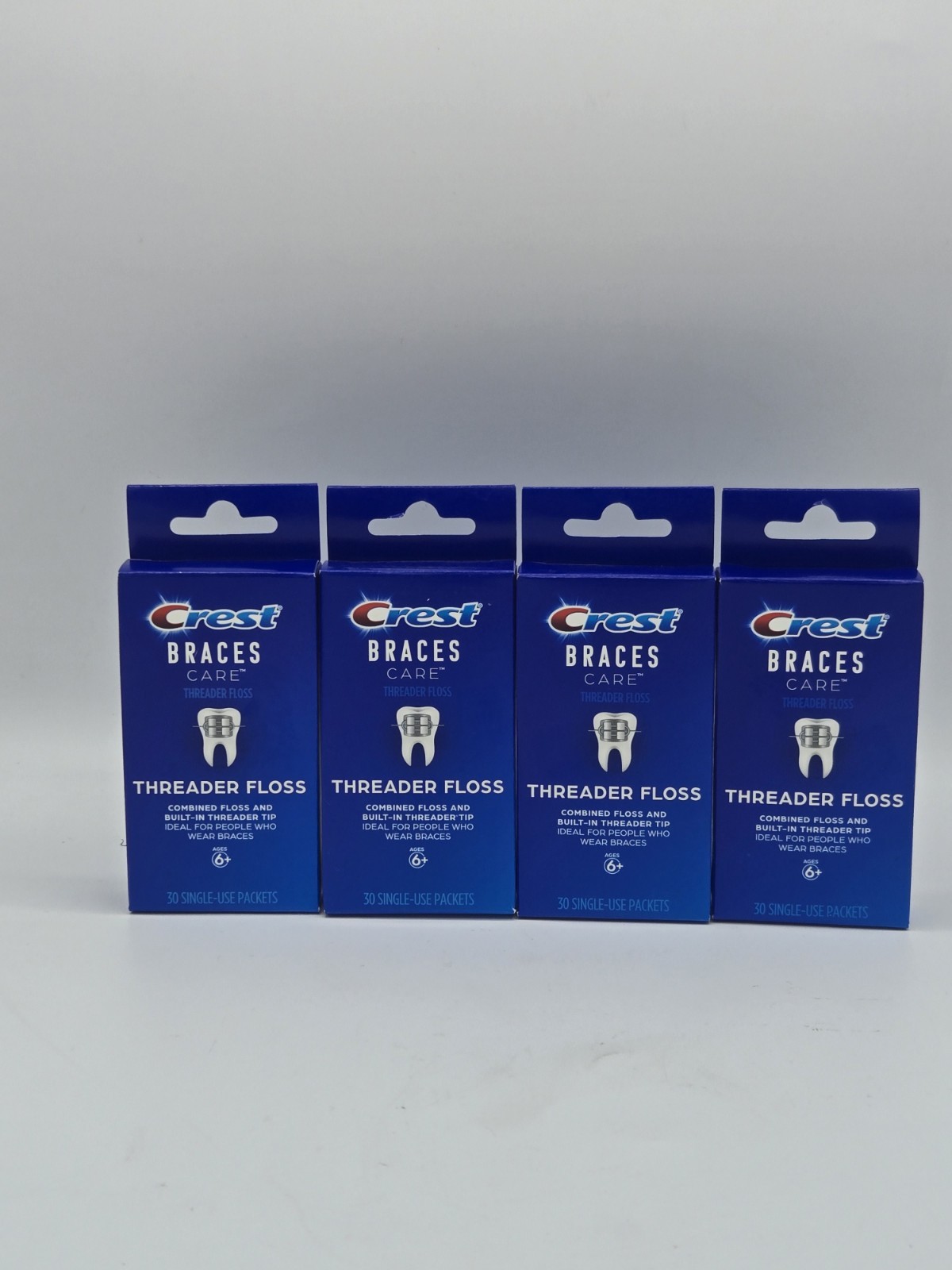 Crest Braces Care Threader Floss - 30 Single Use Packets Each- 4 Pack -Rare Crest Braces Care Threader Floss - 30 Single Use Packets Each- 4 Pack -Rare