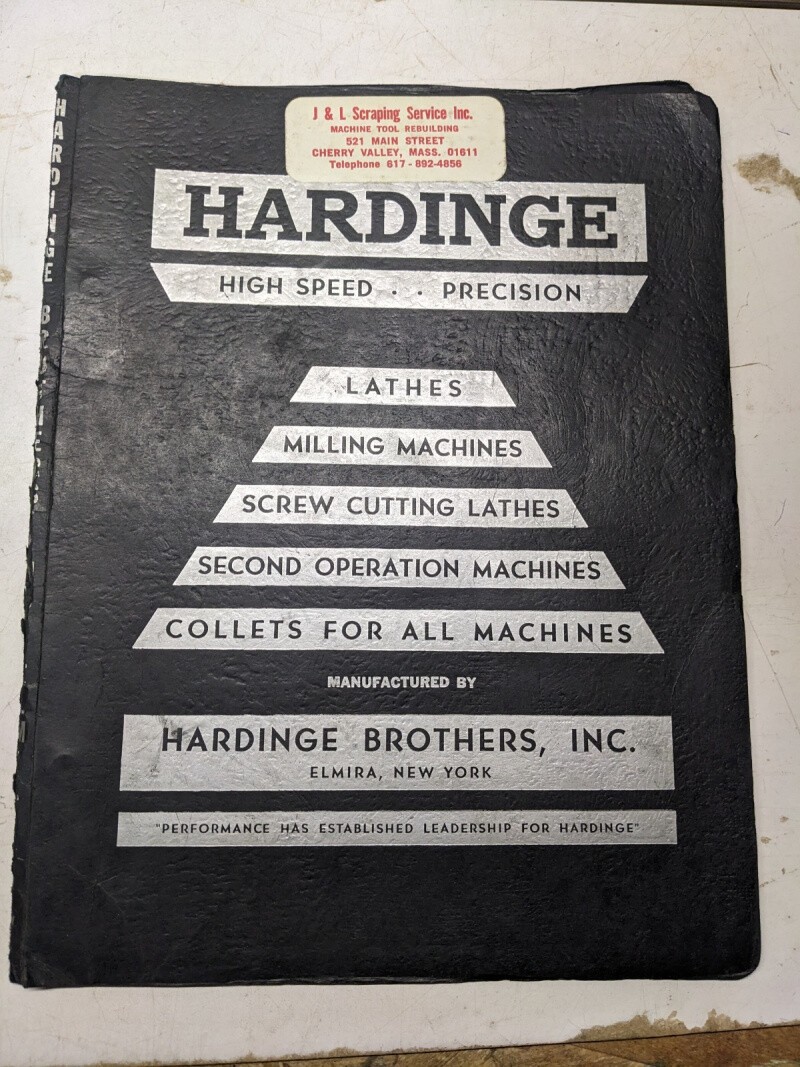 HARDINGE OPERATOR SERVICE MANUAL INSTRUCTION BOOK PRECISION LATHE SHOP TOOL