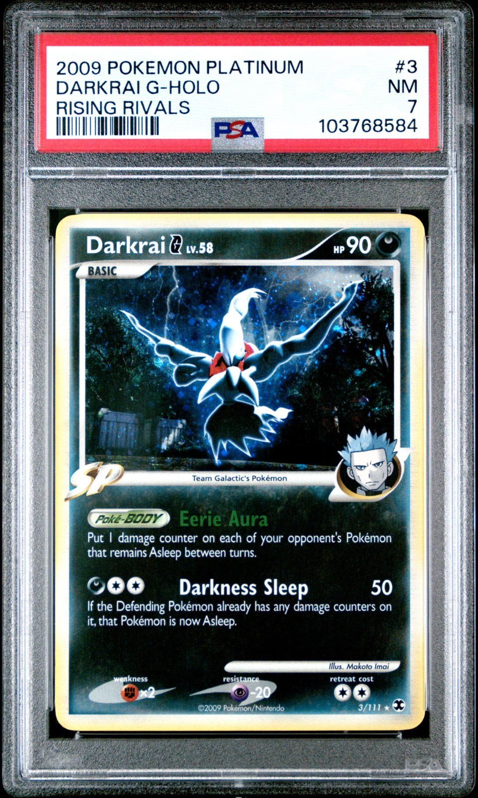 2009 Pokemon Platinum Darkrai G Holo Rising Rivals #3/111 PSA 7