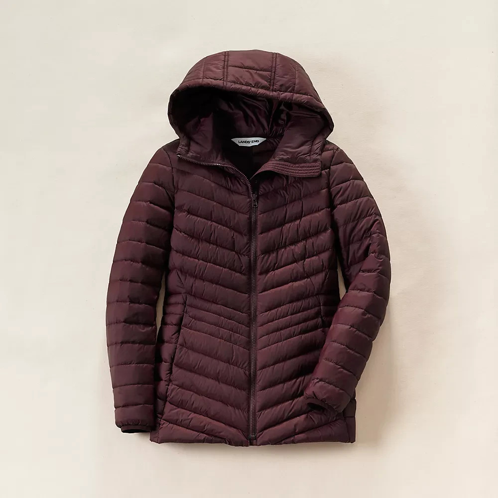 Lands' End Wanderweight Packable Down Long Jacket Brand New NO IMPORT FEES