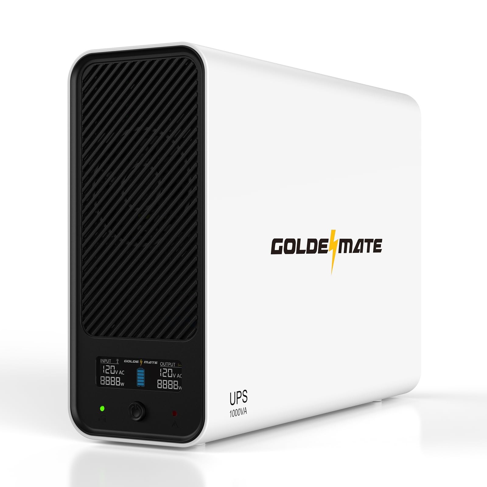 GOLDENMATE 1000VA LiFePO4 UPS 600W Battery Backup Pure Sine Wave White for PC