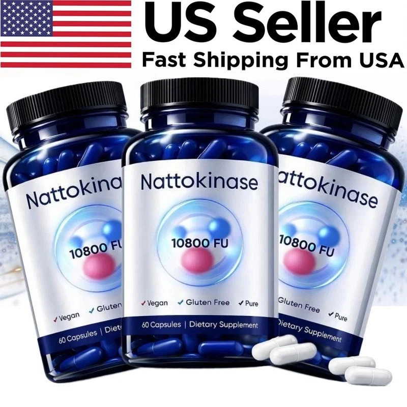 3PCS Nattokinase Supplement - 10800 FU 60 Capsules Per Serving Heart Circulation 3PCS Nattokinase Supplement - 10800 FU 60 Capsules Per Serving Heart Circulation