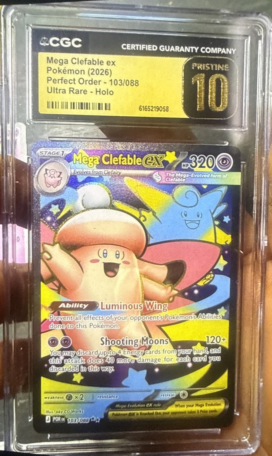 CGC Pristine 10 Mega Clefable EX 103/088 Perfect Order Ultra Rare Holo 2026 CGC Pristine 10 Mega Clefable EX 103/088 Perfect Order Ultra Rare Holo 2026