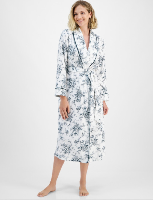 Charter Club Women's Long Floral-Print Flannel Robe Charter Club Women's Long Floral-Print Flannel Robe
