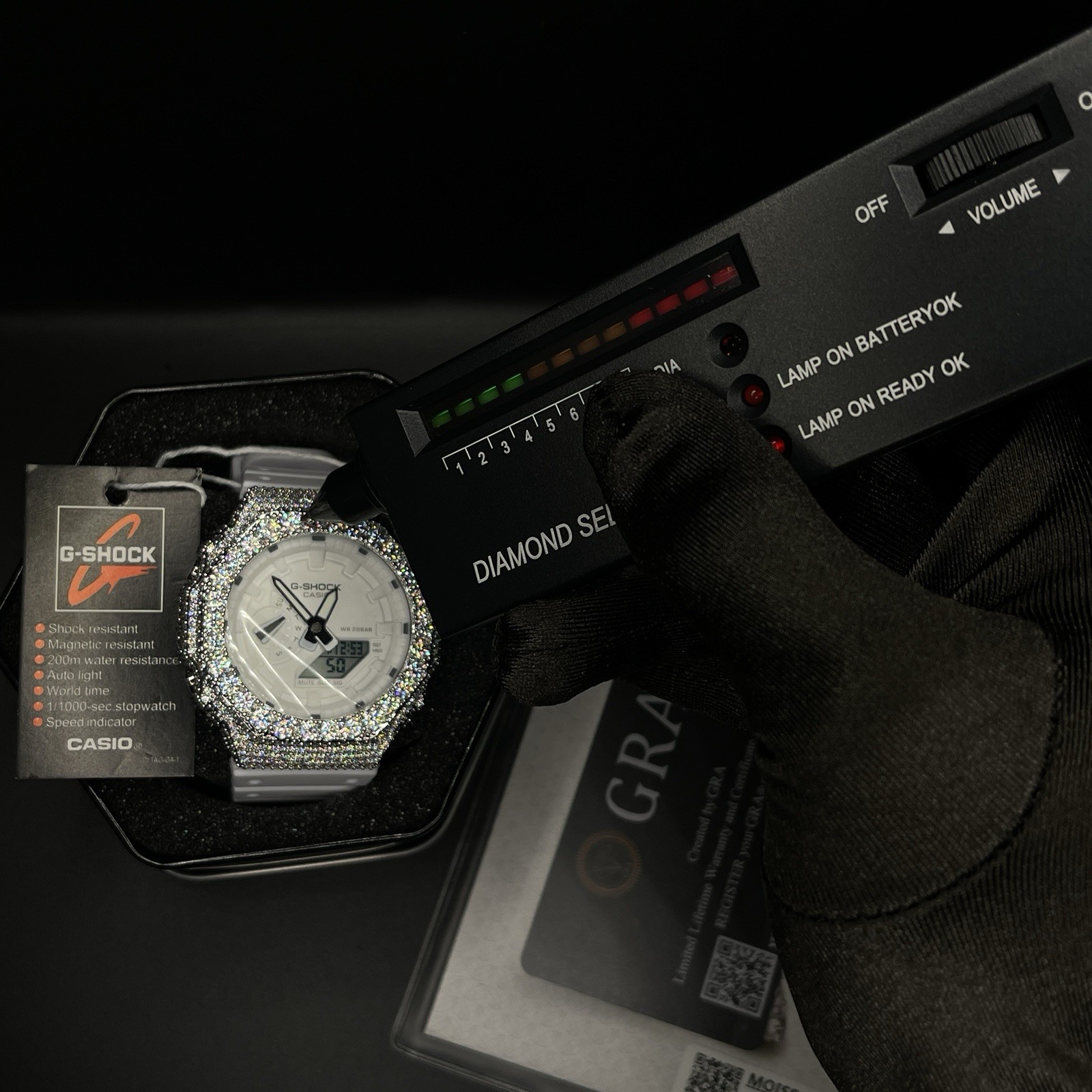 Iced out VVS Moissanite G-Shock GA2100 White Resin Watch - NEXT DAY SHIP Iced out VVS Moissanite G-Shock GA2100 White Resin Watch - NEXT DAY SHIP
