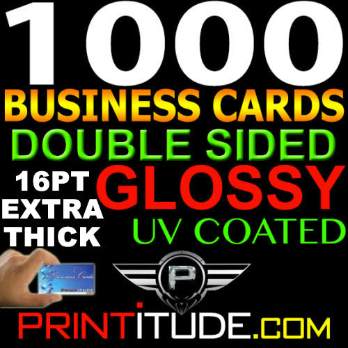 1000 FULL COLOR BUSINESS CARDS W/ CUSTOM ARTWORK DOUBLE SIDED 16pt GLOSS