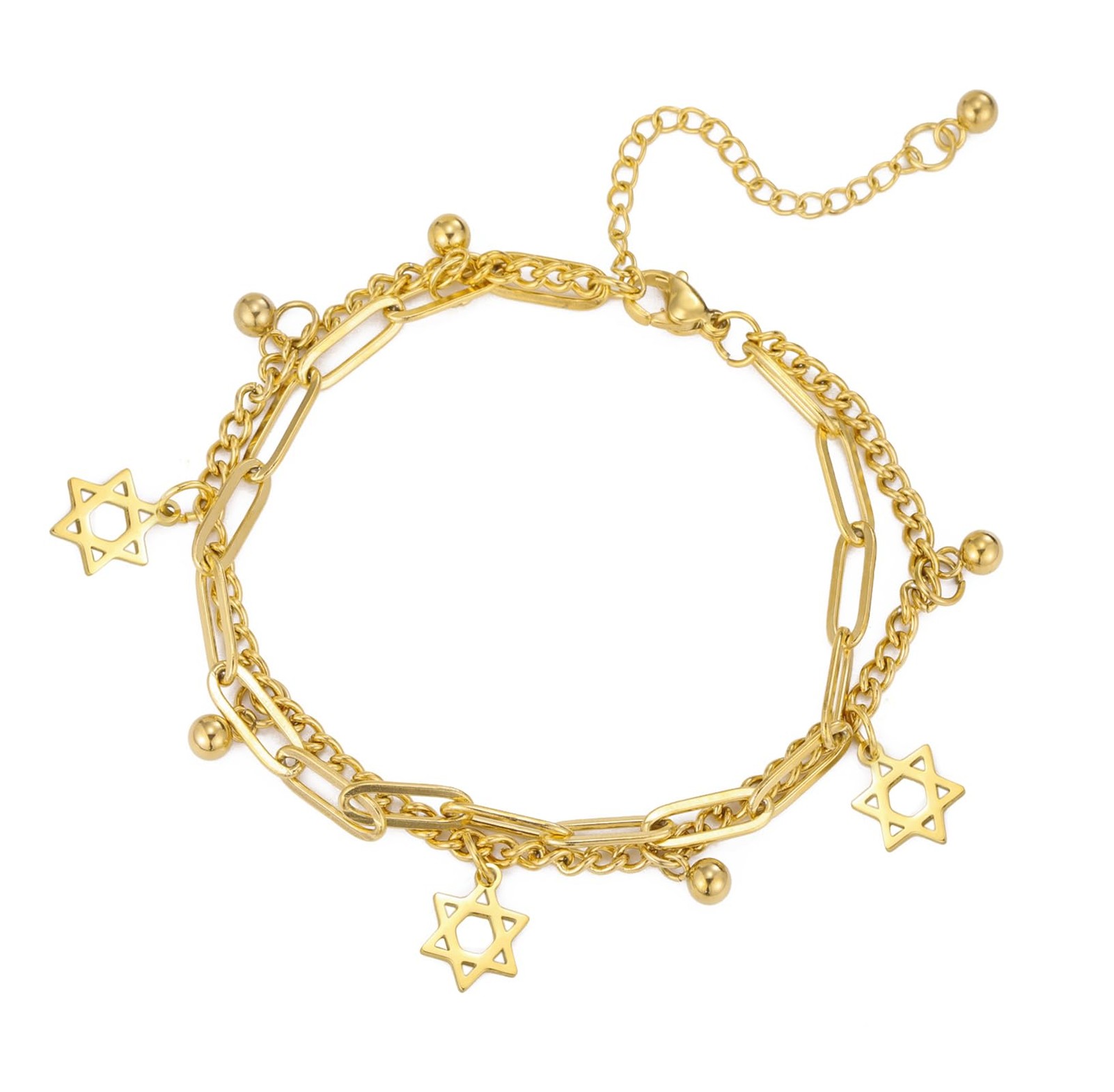 UNIFT Star of David Bracelet for Women Men Stainless Steel Jewish Star Hexagr...