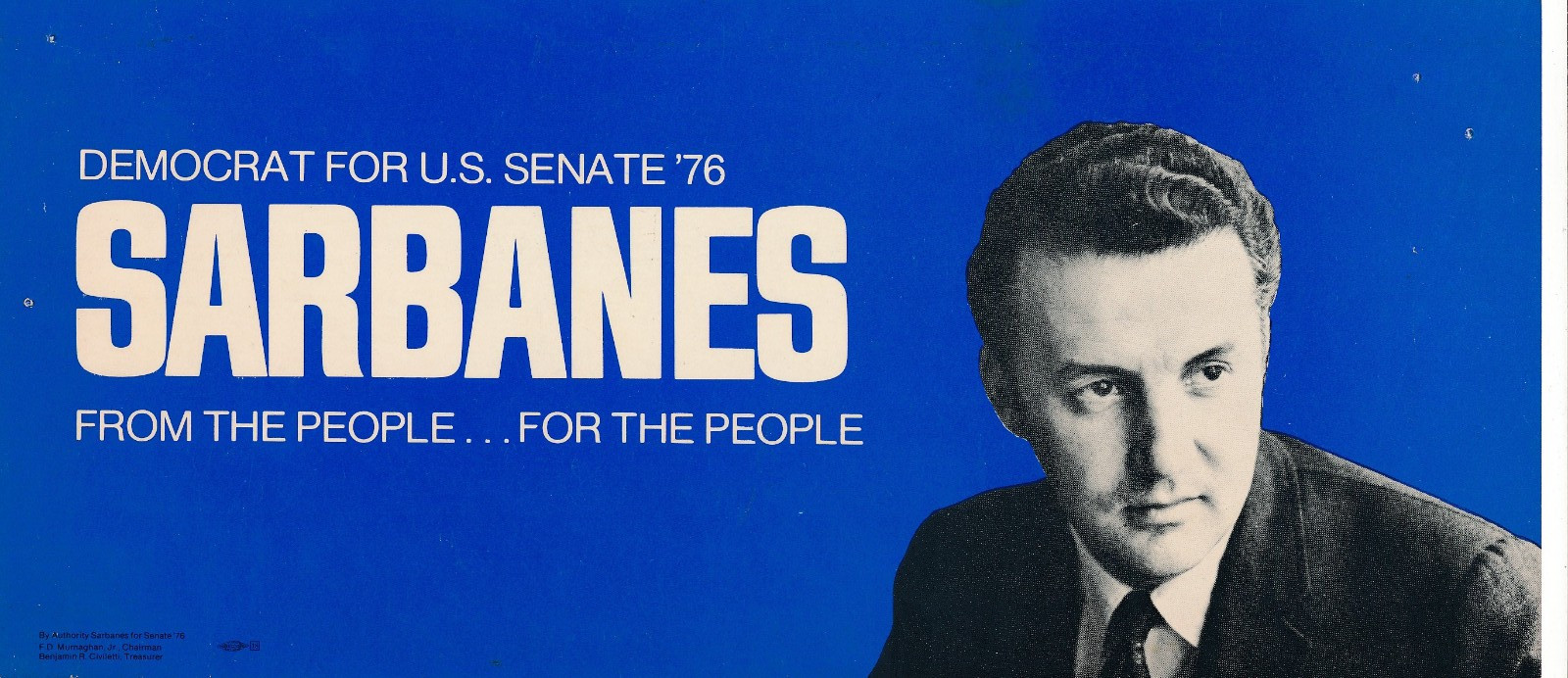 1976 Sarbanes for US Senate card stock handout Maryland MD #236 1976 Sarbanes for US Senate card stock handout Maryland MD #236